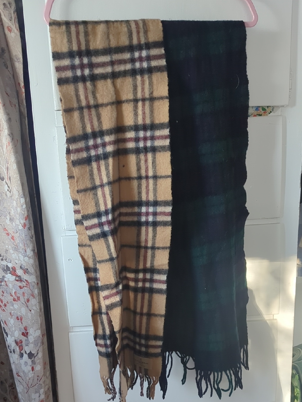 Reversible Plaid Scarf in Camel & Dark Green